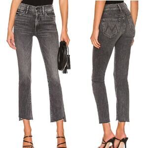 Mother High Waisted Rascal Ankle Step Fray Distressed Jeans Night Garden Size 28